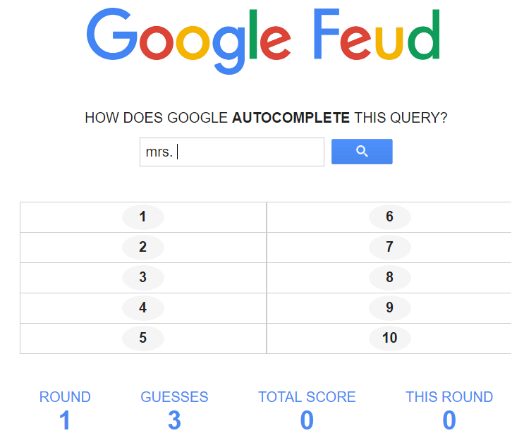 Play The Google Feud Game & I Bet You'll Lose