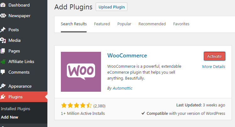 WooCommerce Activate