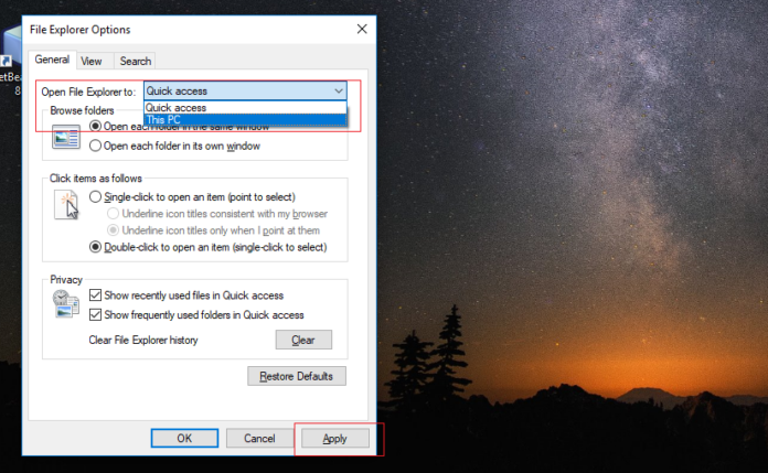 Change Quick Access To Default Windows Explorer Windows 10