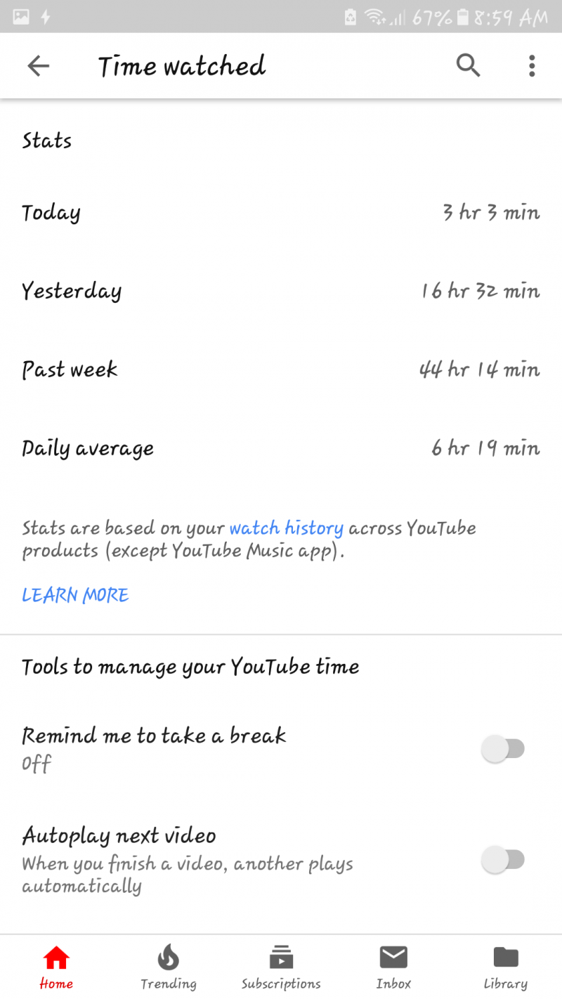 youtube watch time feature